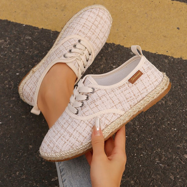 Damen  atmungsaktive Strick-Espadrilles mit geflochtener Jute-Sohle und flexiblem Memory-Fußbett Drune