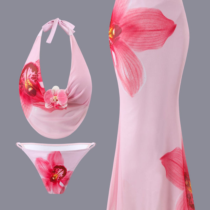 Damen Set aus modischem Bikini und fließendem Maxirock Drune