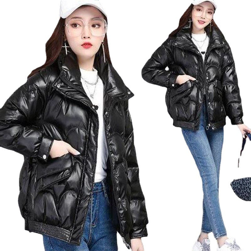 Damen Modische Hochglanz Steppjacke Drune