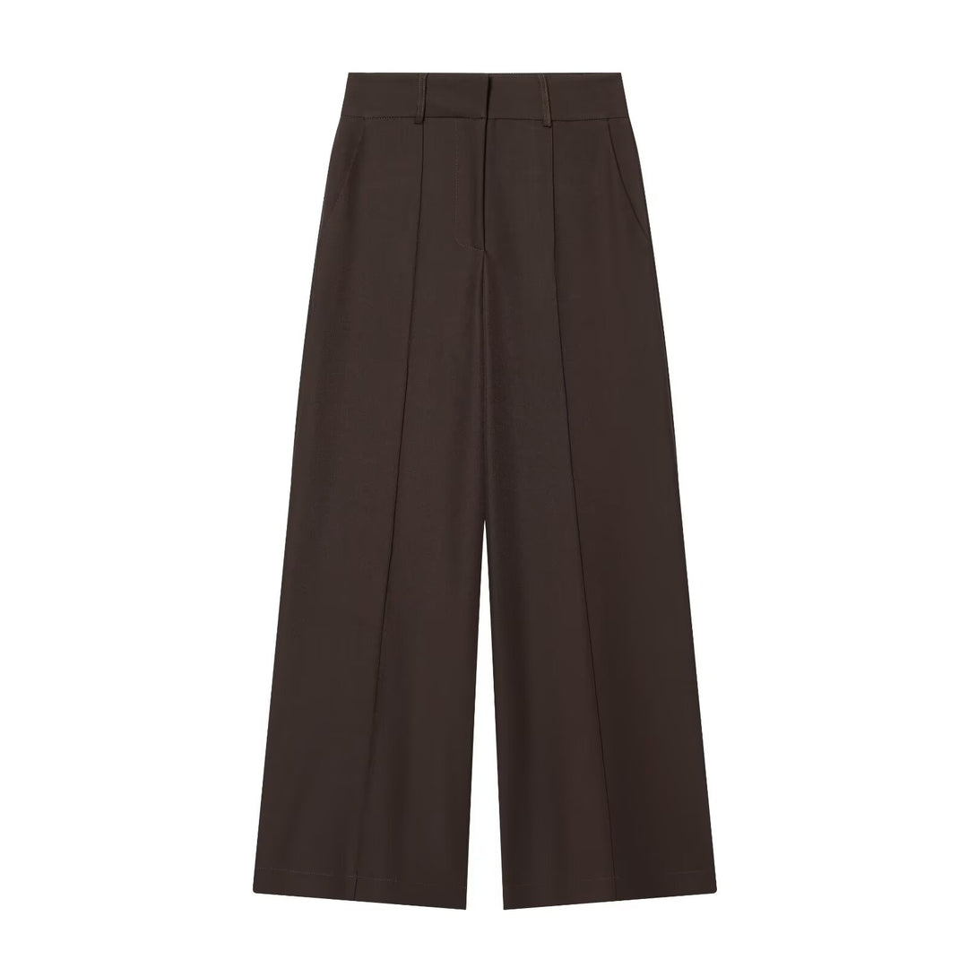 Damen Weite High‑Waist-Hose mit markanter Bügelfalte und Bundfalten Drune