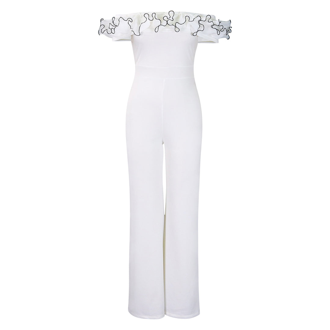 Damen Jumpsuit mit voluminösem Rüschenkragen und elegantem Schnitt Drune
