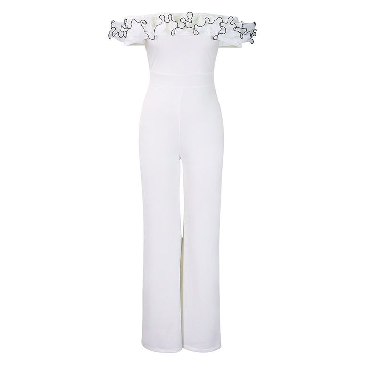 Damen Jumpsuit mit voluminösem Rüschenkragen und elegantem Schnitt Drune