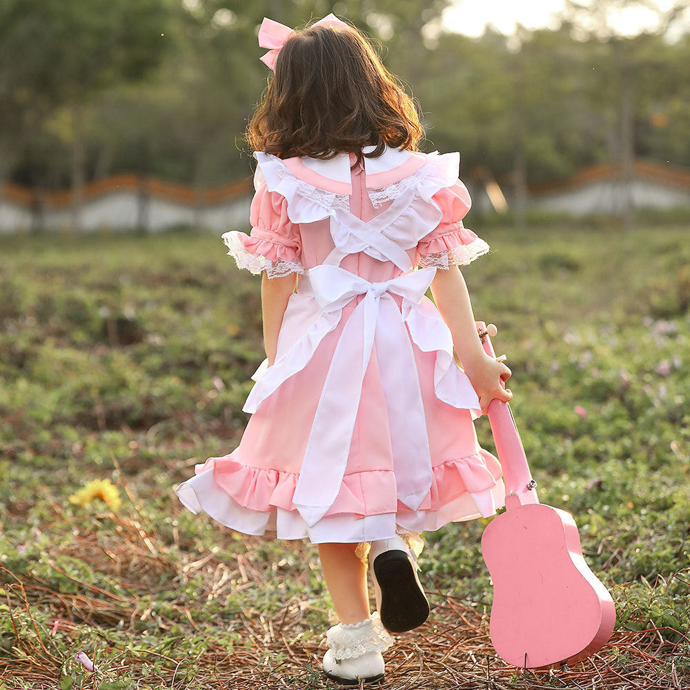 Mädchen niedliches Märchenhaftes Kleid mit Rüschen und Schleifen Drune