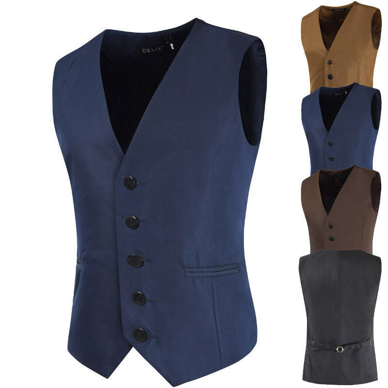Herren Satin-Smokingsweste mit taillierter Passform, V-Ausschnitt und eleganter Knopfleiste Drune