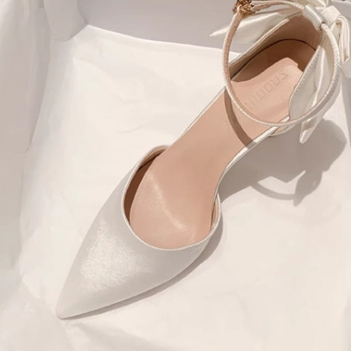 Damen elegante High Heels mit zartem Riemchen und Schleifenakzent Drune