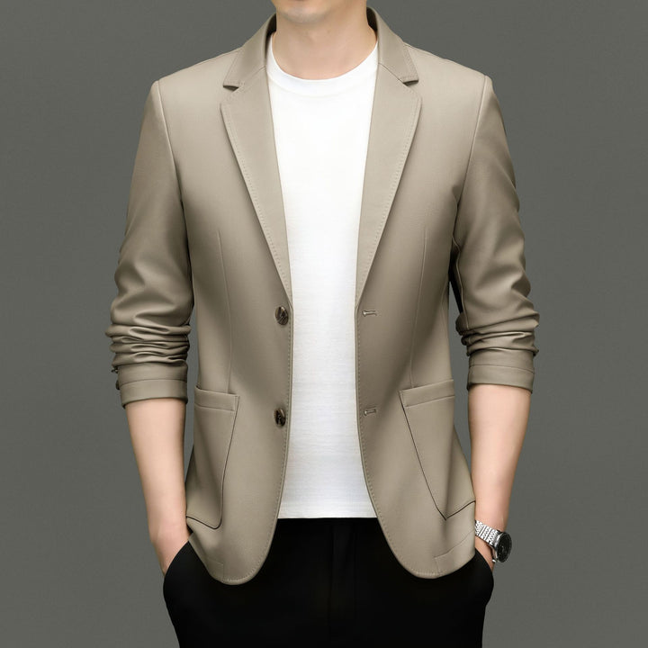 Herren Eleganter Kunstlederblazer mit modernem Schnitt und praktischen Taschen Drune