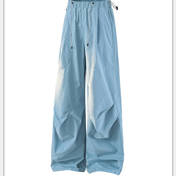 Damen Weite Palazzo-Hose mit Tunnelzugbund, drapierten Falten & verstellbarem Saum Drune