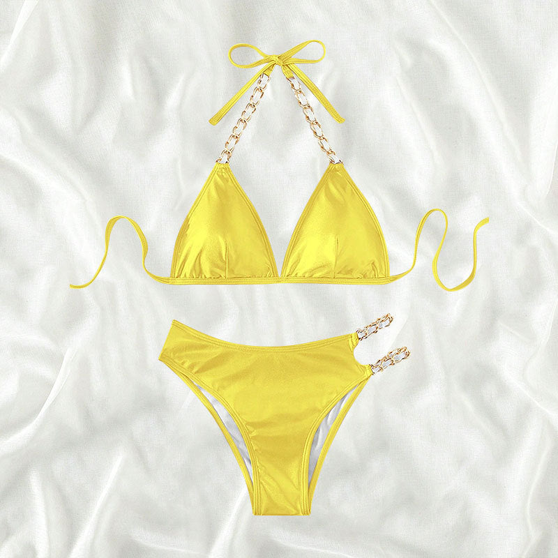 Damen Triangel-Bikini mit glamourösen Kettenakzenten Drune