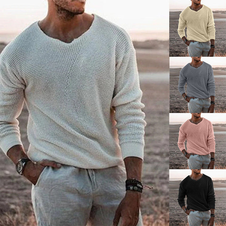 Herren Pullover mit V-Ausschnitt und strukturiertem Design Drune