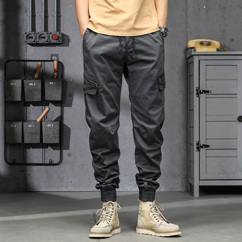 Herren Multifunktionale Cargo-Jogginghose mit Tunnelzugbund, Reißverschluss-Taschen und geripptem Knöchelbündchen Drune
