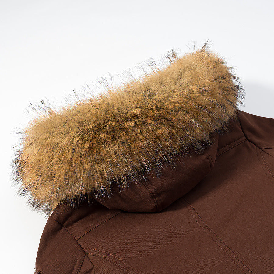 Damen Kurze gefütterte Parka-Jacke mit Kapuze und Kunstfellbesatz Drune