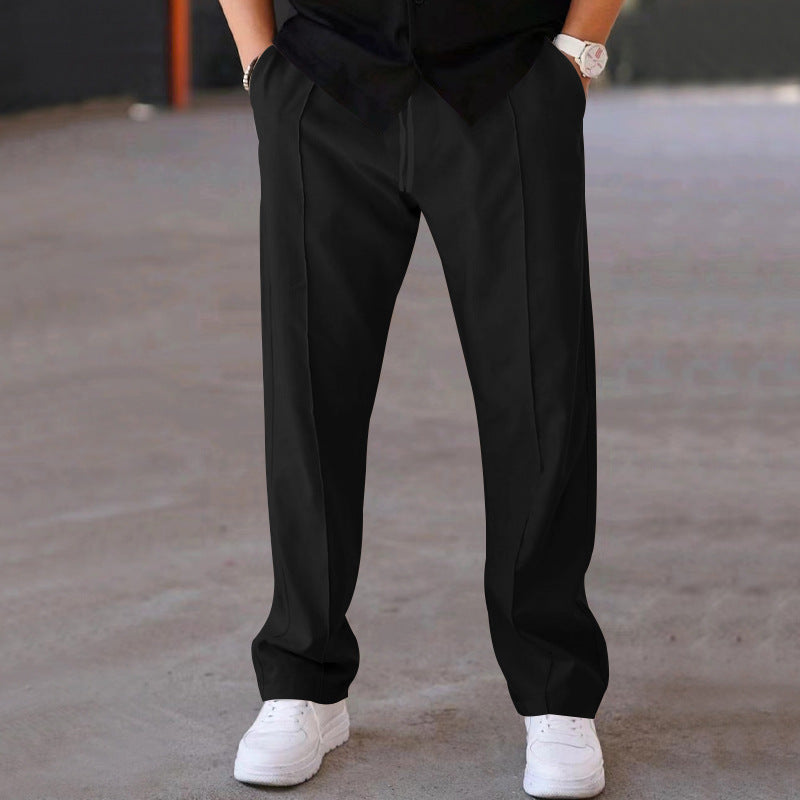 Herren elegante Freizeithose mit geradem Schnitt und klassischen Falten Drune