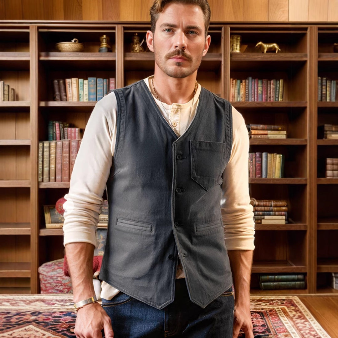 Herren elegante Weste mit praktischen Taschen Drune