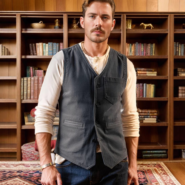 Herren elegante Weste mit praktischen Taschen Drune