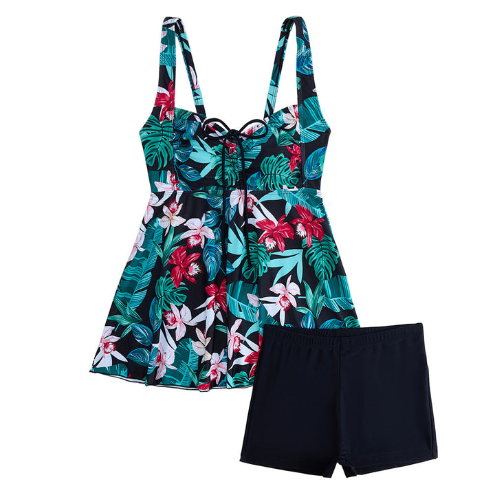 Damen schmeichelhaftes florales Badeanzugkleid mit eingearbeiteten Shorts Drune