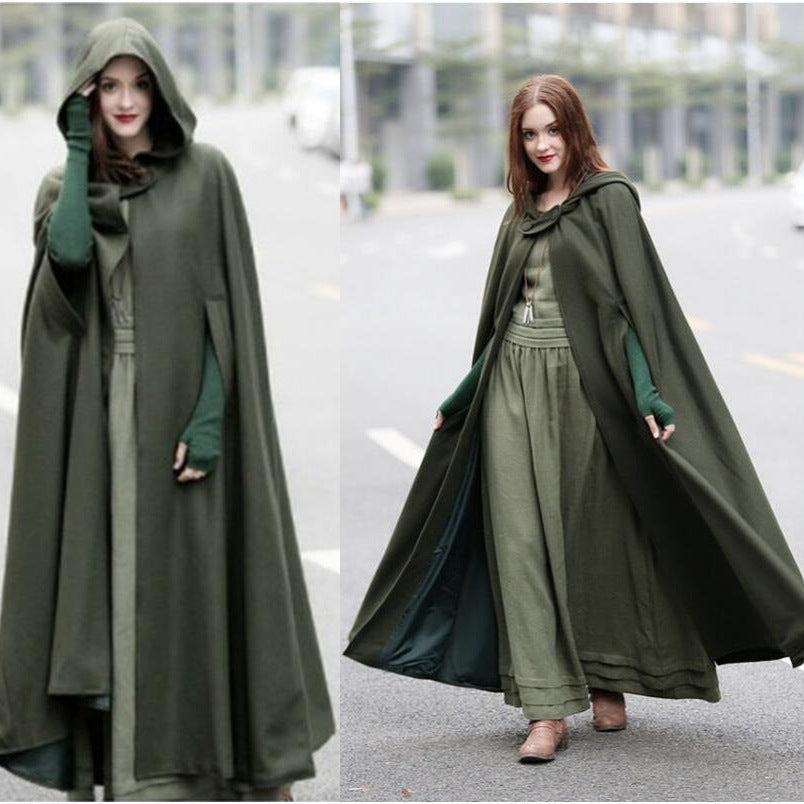 Damen elegante Kapuzenumhang mit verstellbarem Verschluss Drune