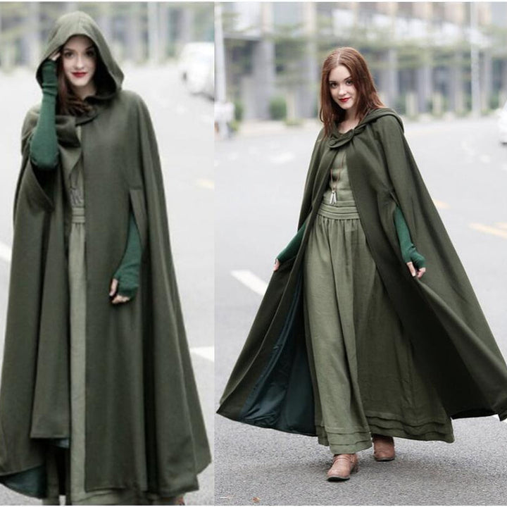Damen elegante Kapuzenumhang mit verstellbarem Verschluss Drune