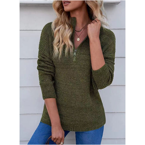 Damen Strickpullover mit kurzem Reißverschluss Drune