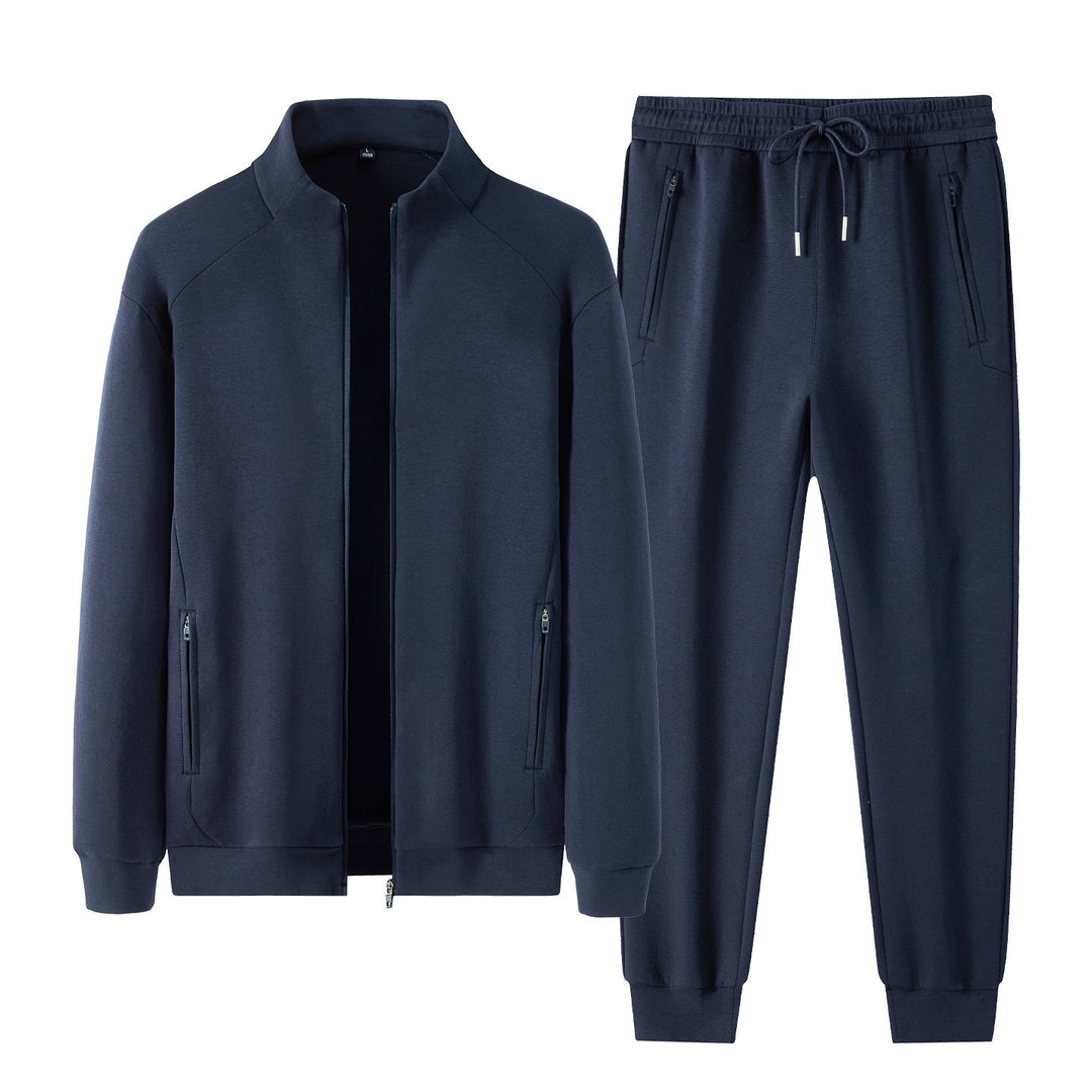 Herren Zweiteiliges minimalistisches Jogging‑Set mit Stehkragen, Zwei-Wege‑Reißverschluss & Reißverschlusstaschen Drune