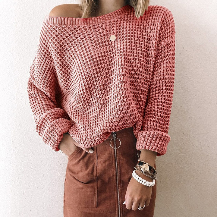 Damen lässiger Strickpullover im modernen Netzdesign Drune