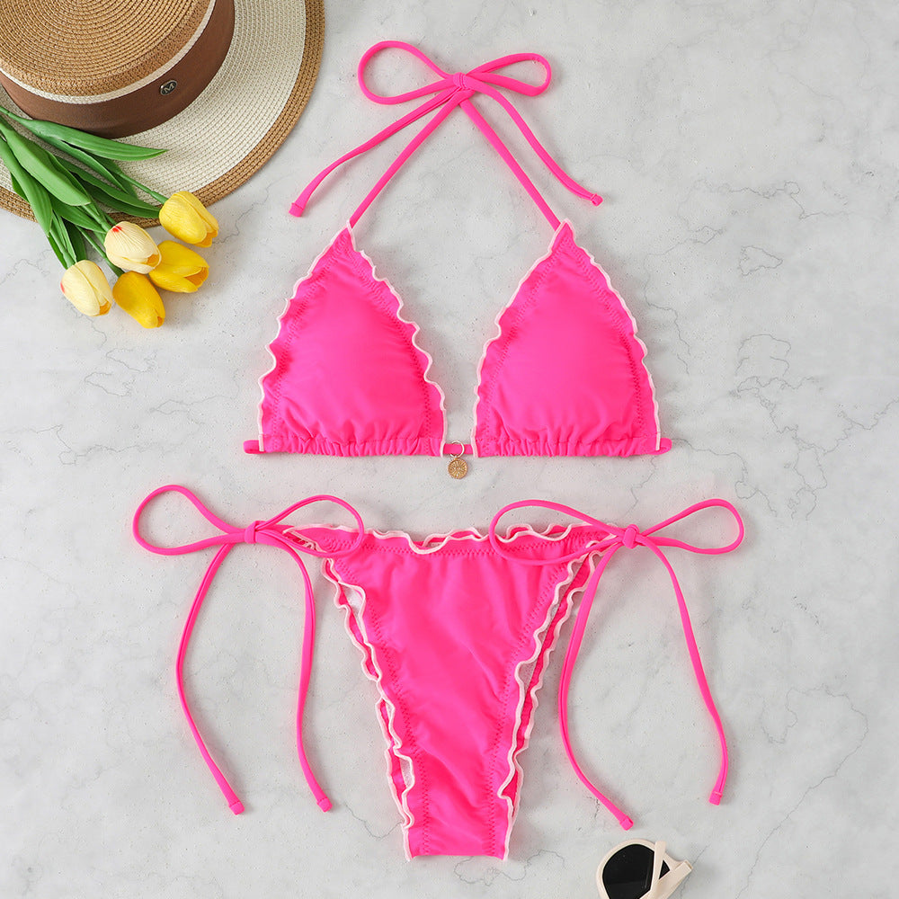 Damen Triangel-Bikini mit verspielten Rüschen Drune
