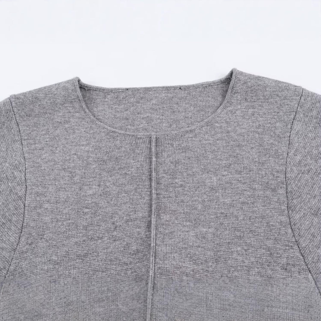 Damen Feinstrickpullover mit Tunnelzugtaillierung, Rundhals und Ballonärmeln Drune