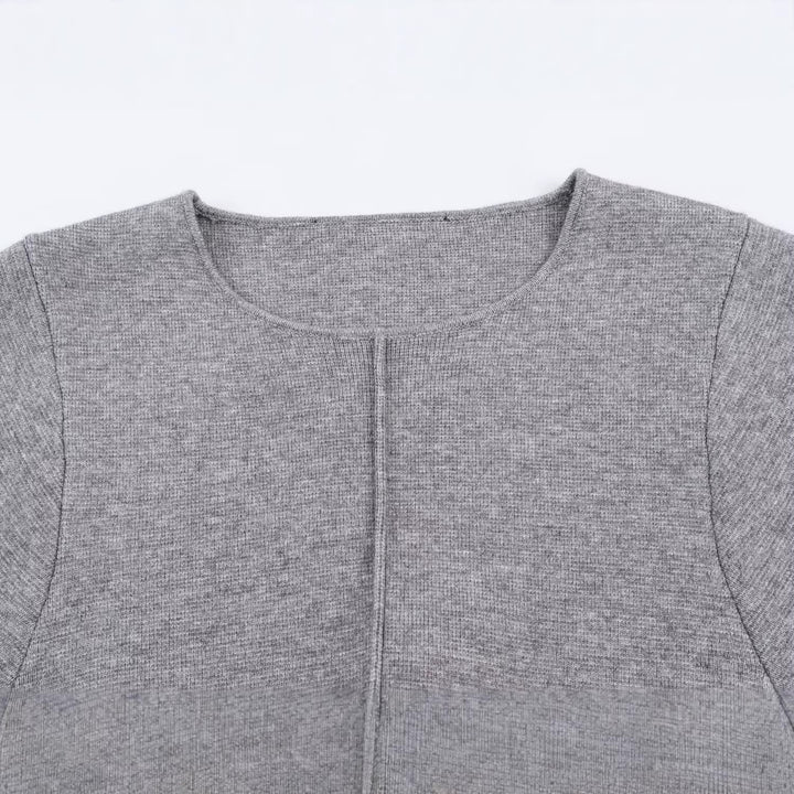 Damen Feinstrickpullover mit Tunnelzugtaillierung, Rundhals und Ballonärmeln Drune