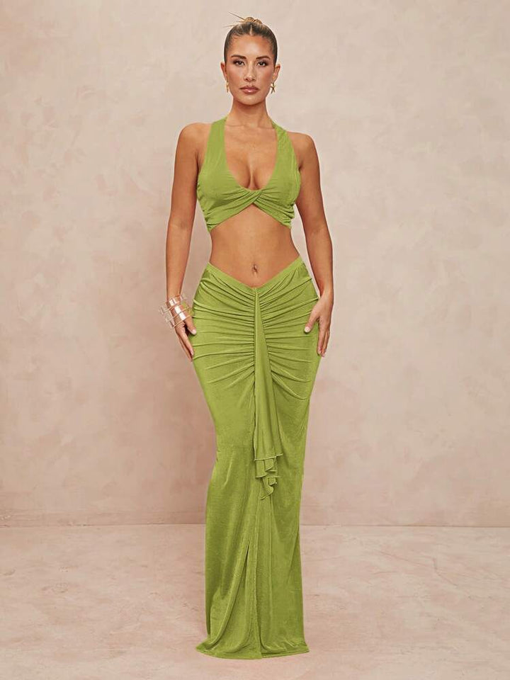 Damen Elegantes Wickelkleid mit Cut-Outs und fließendem Stoff Drune