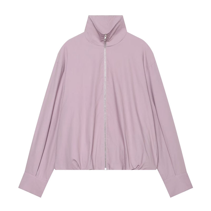 Damen Leichter Cropped Blouson mit hohem Stehkragen und elastischem Saum Drune