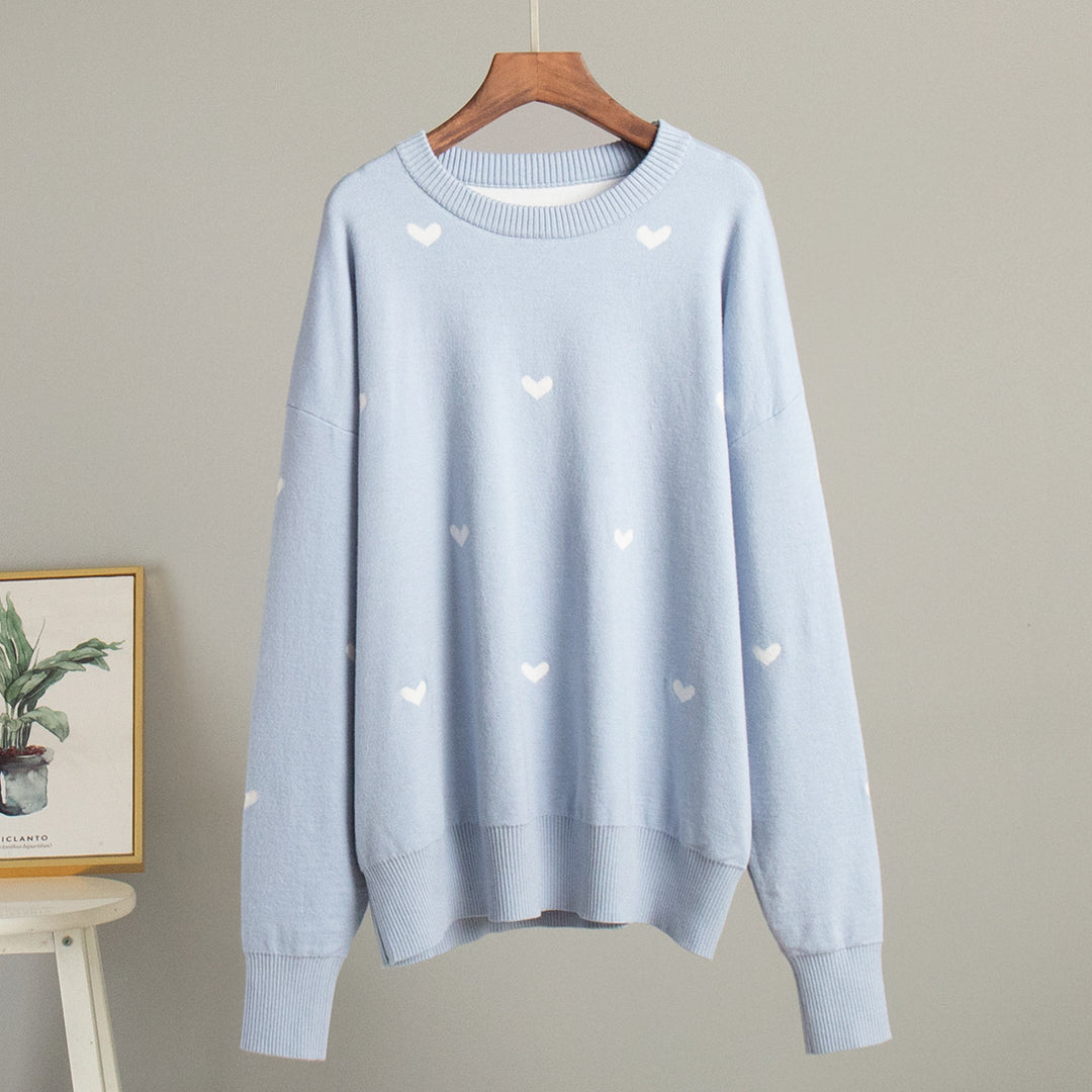 Damen Lässiger Pullover mit Herz-Muster Drune