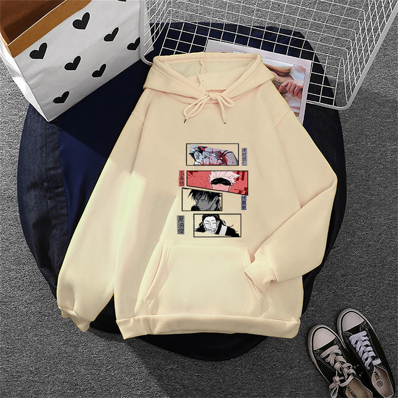 Damen nan Oversize Kapuzenpullover mit Manga-Frontprint und Kängurutasche Drune