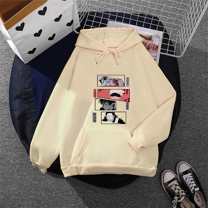 Damen nan Oversize Kapuzenpullover mit Manga-Frontprint und Kängurutasche Drune