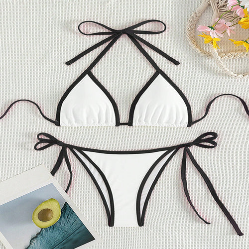 Damen Triangel-Bikini mit verstellbaren Bindungen und hohem Schnitt Drune