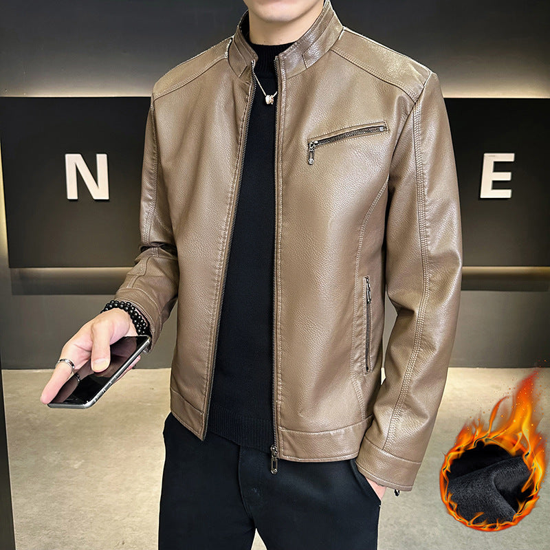 Herren Modische Kunstlederjacke mit praktischen Reißverschlusstaschen Drune 1788322121
