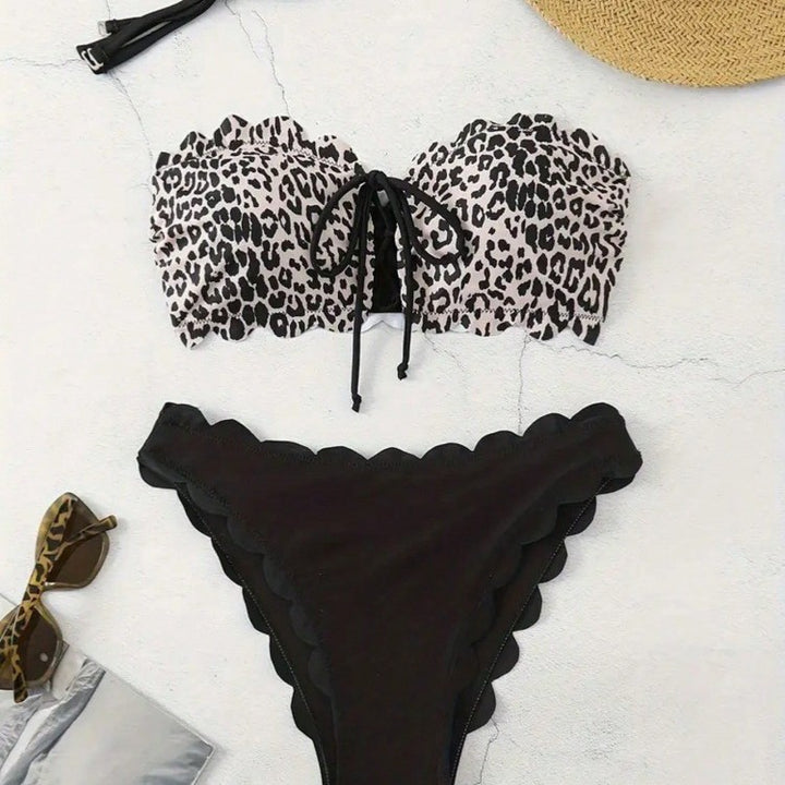 Damen Bikini-Set mit skulpturalem Design und modischem Animal-Print Drune