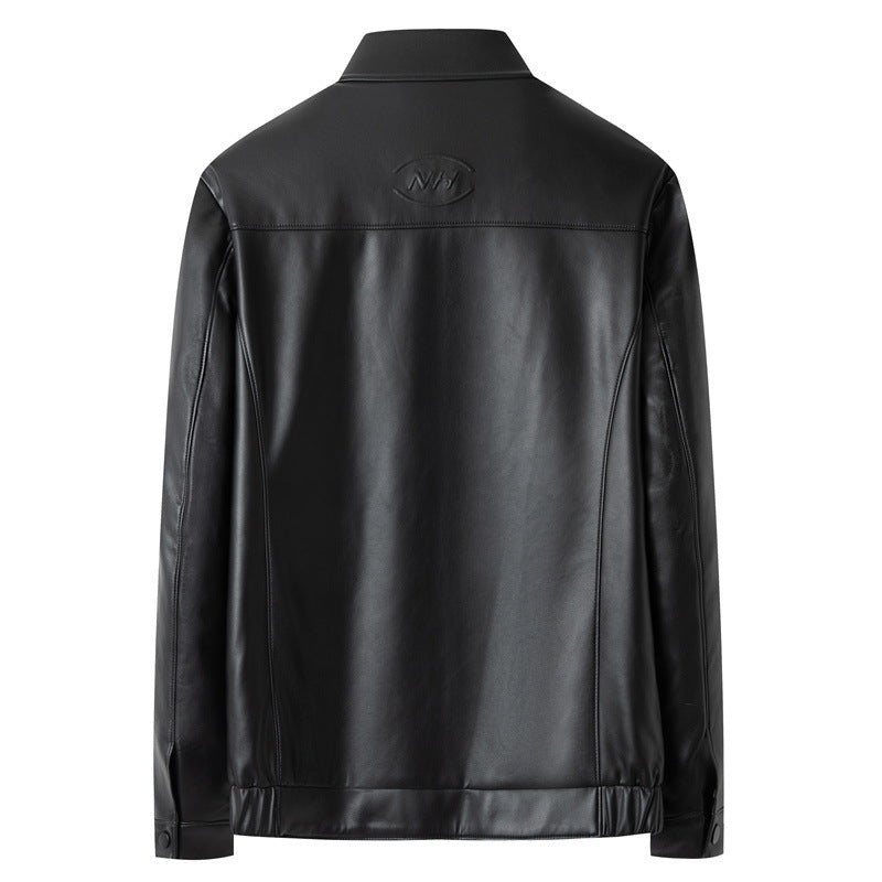 Herren Premium-Lederblouson im Hemdjacken-Stil mit Brustpattentaschen Drune