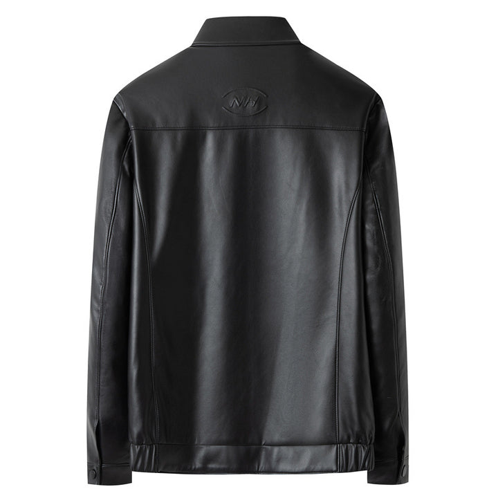 Herren Premium-Lederblouson im Hemdjacken-Stil mit Brustpattentaschen Drune