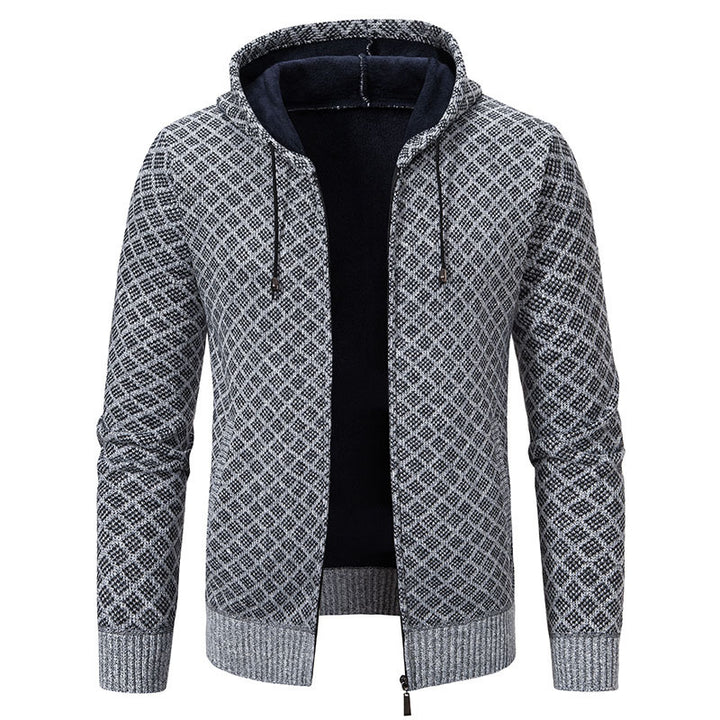 Herren stylische Jacke mit modernem Wabenmuster und Kapuze Drune
