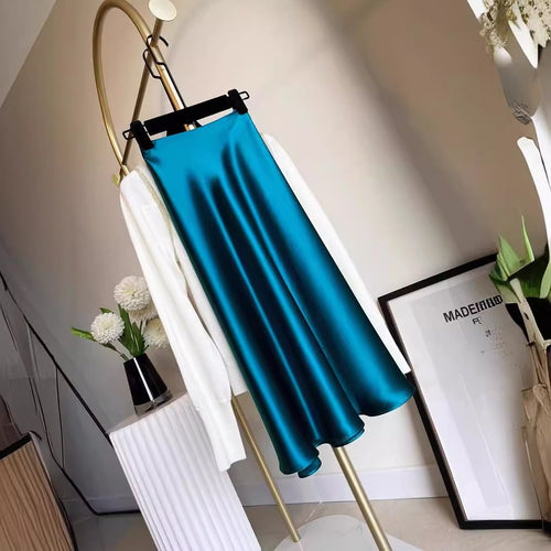 Damen Eleganter, schwingender Satinrock Drune