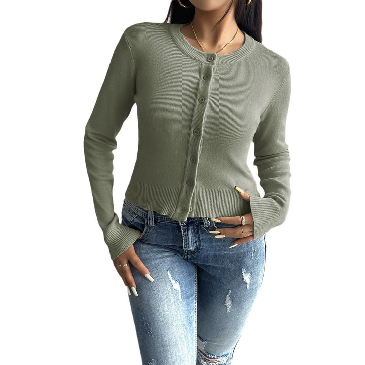 Damen nan taillierter Feinstrick-Cardigan mit Rundhals und Zierknopfleiste Drune