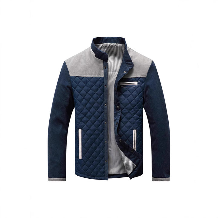 Herren Steppjacke mit Diamantsteppung, Kontrastbesatz und Stehkragen Drune