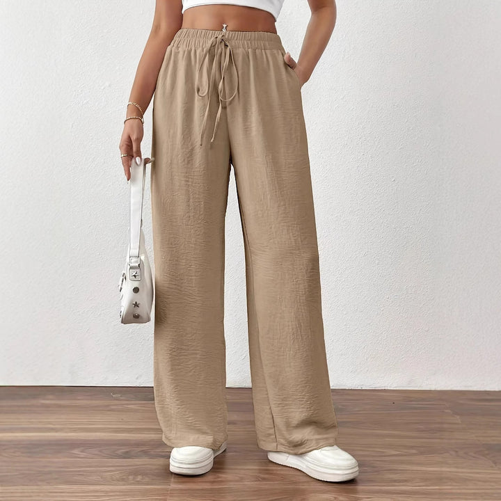 Damen weite Palazzo-Hose mit elastischem Bund und taillierbarem Kordelzug Drune