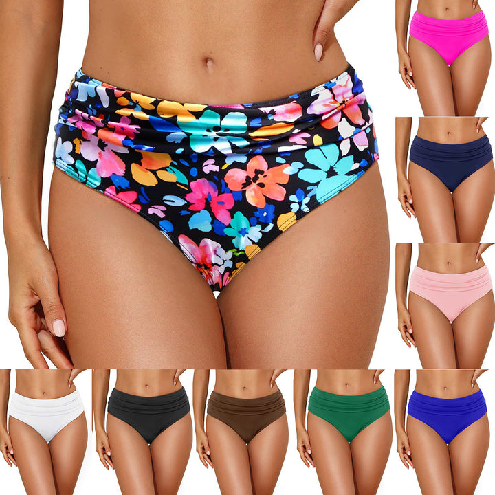 Damen Hochtaillierte Bikinihose mit eleganter Raffung Drune
