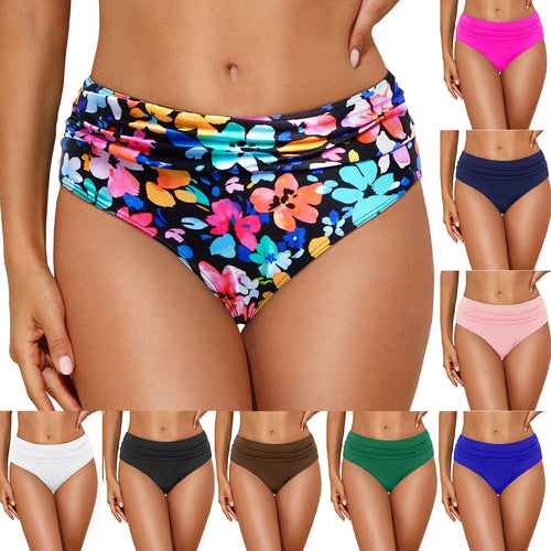 Damen Hochtaillierte Bikinihose mit eleganter Raffung Drune