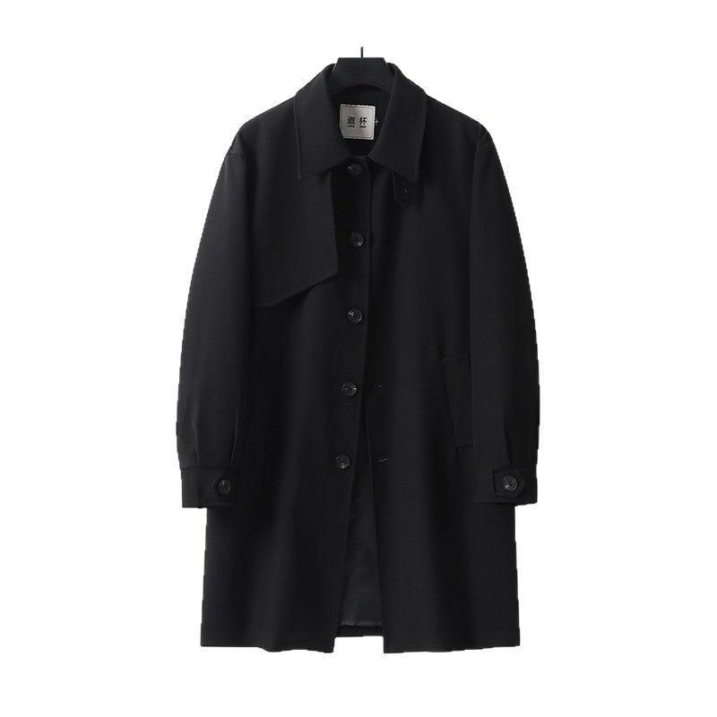 Herren midilanger Oversize-Kurzmantel mit durchgehender Knopfleiste und feinem Innenfutter Drune