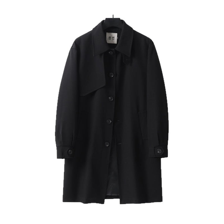 Herren midilanger Oversize-Kurzmantel mit durchgehender Knopfleiste und feinem Innenfutter Drune