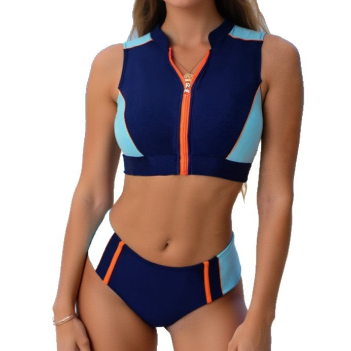 Damen Sportliches Bikini-Set mit Reißverschluss Drune
