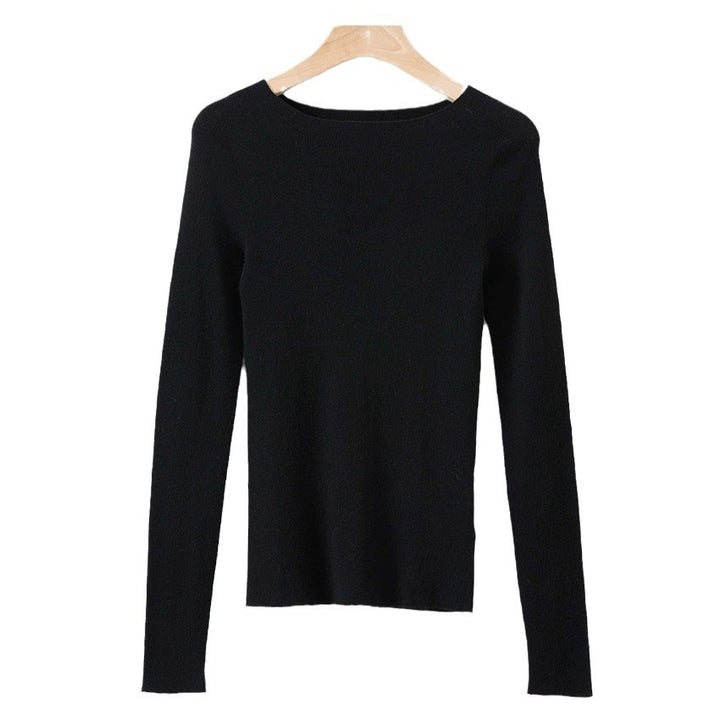 Damen Feiner Langarm-Feinstrickpullover mit U-Boot-Ausschnitt und figurbetonter Passform Drune