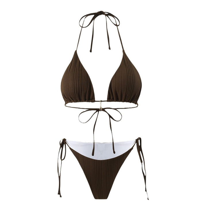 Damen Triangel-Bikini mit raffiniertem Ripp-Design und elastischen Schnürungen Drune