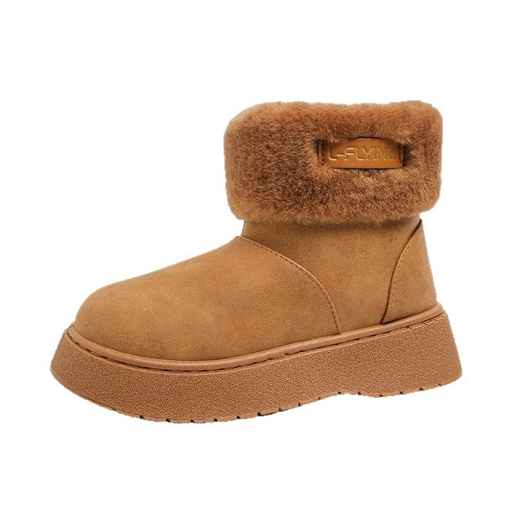 Damen Kuschelige Plateau‑Stiefeletten mit faux‑Fellkragen und rutschfester Gummisohle Drune